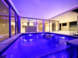 Swimming pool designs with light acoustics