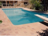 Clean and clear swimming pool after cleaning and repair